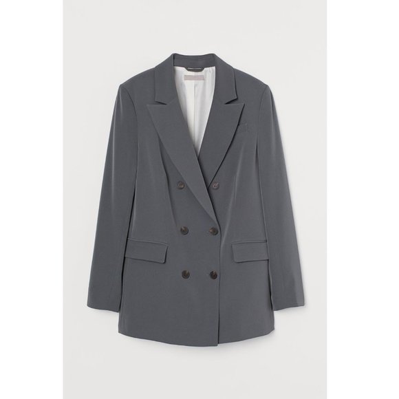 H&M Jackets & Blazers - Double-Breasted Jacket in Dark Gray-Green